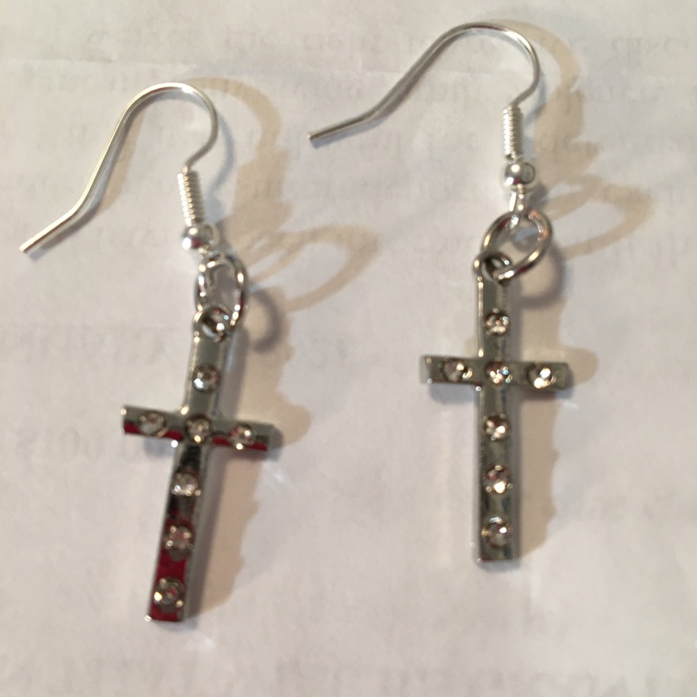 Hand made dangle cross earrings